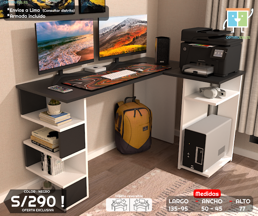 Escritorio Alpha pro moderno color negro*